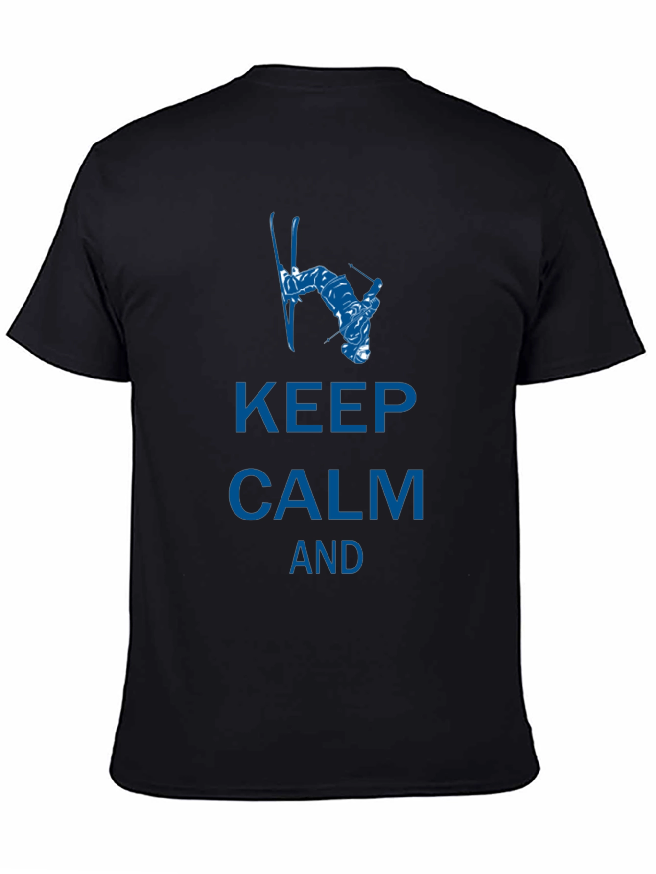 Keep Calm Skiing T-Shirt - Black Cotton