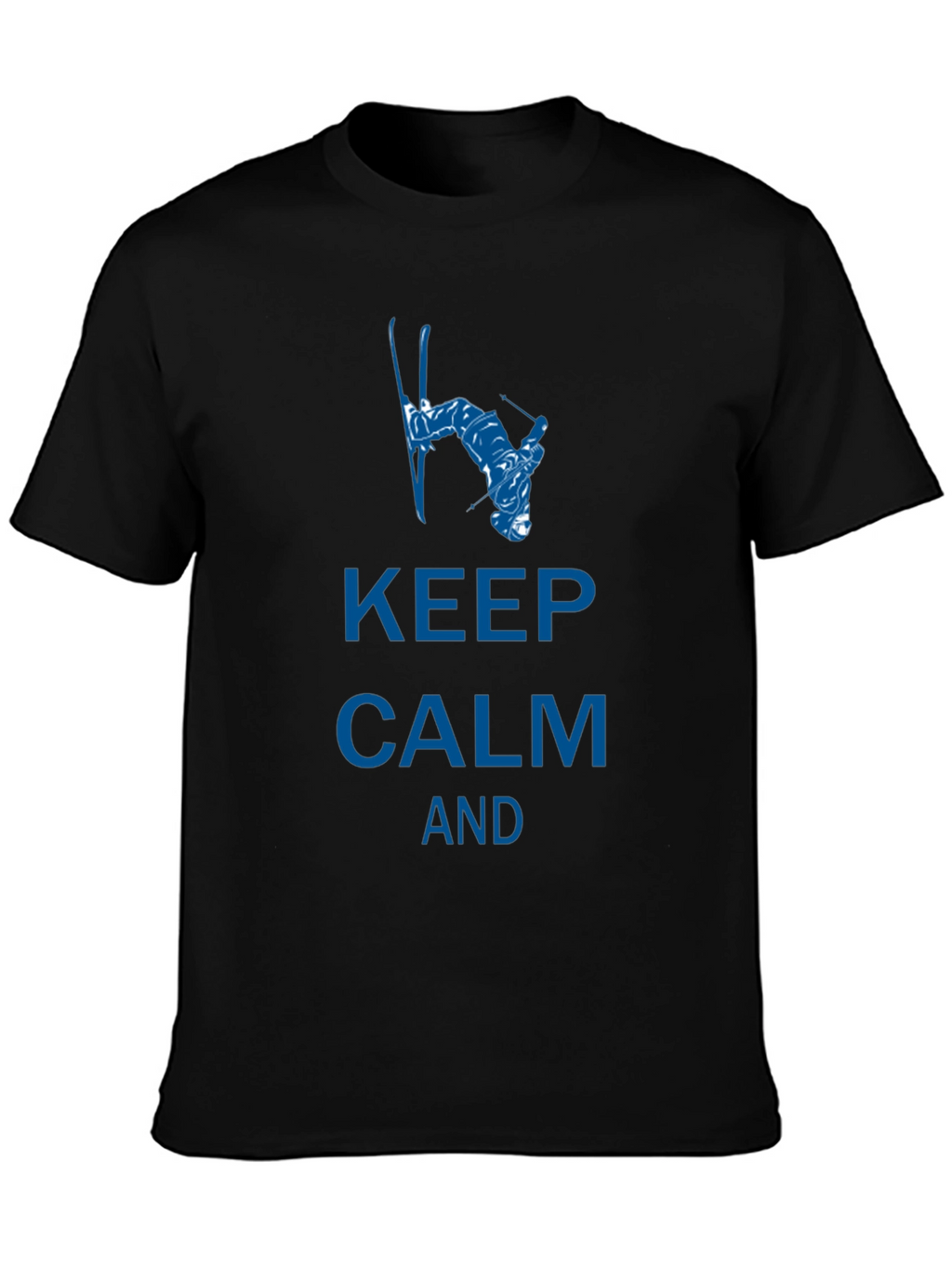 Keep Calm Skiing T-Shirt - Black Cotton