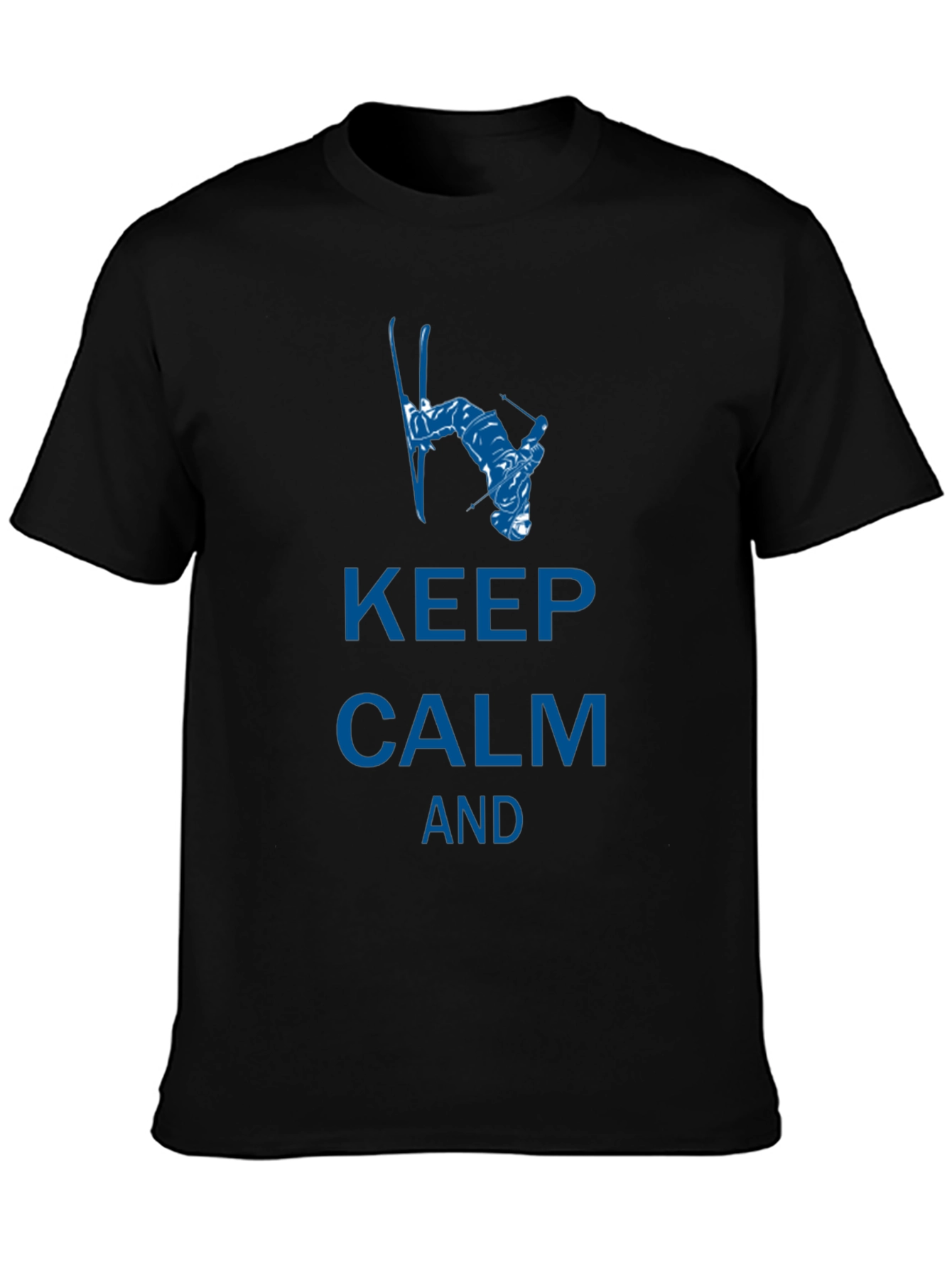 Keep Calm Skiing T-Shirt - Black Cotton
