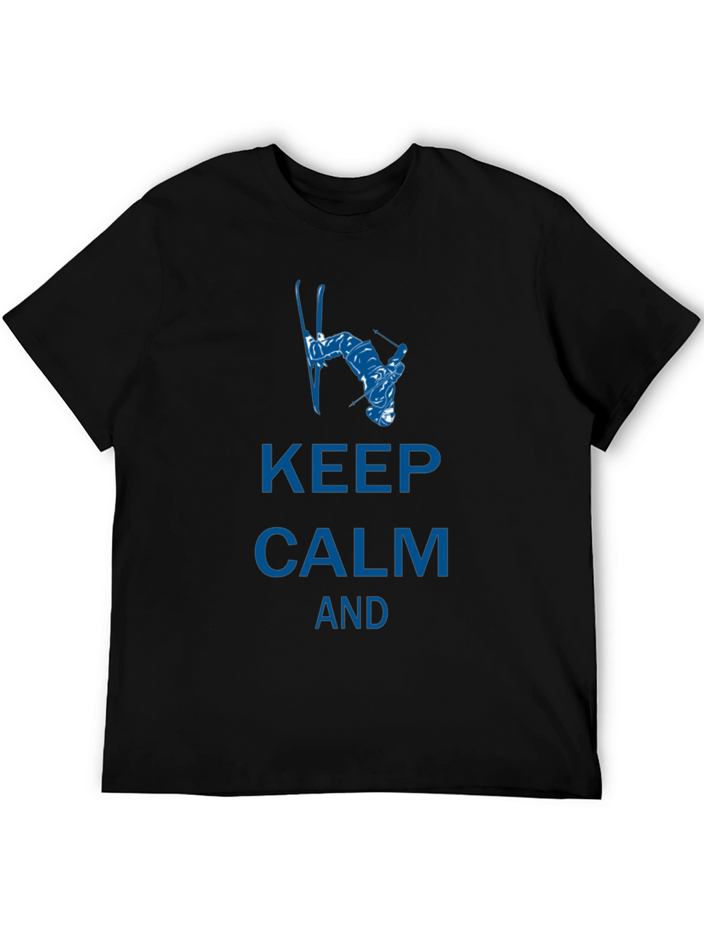 Keep Calm Skiing T-Shirt - Black Cotton