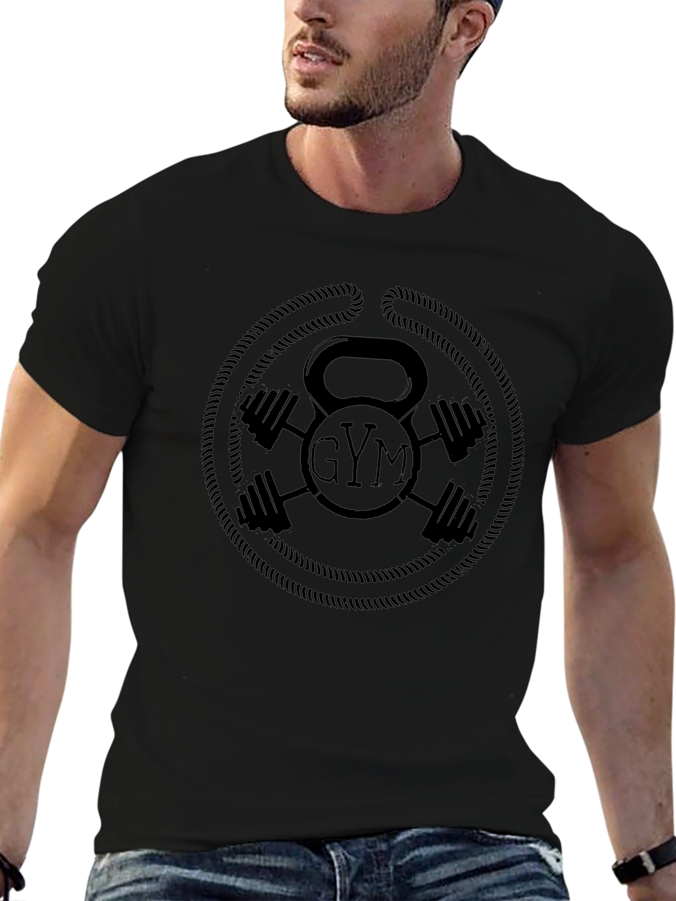 Gym T-Shirt Kettlebell Dumbbell Fitness Tee