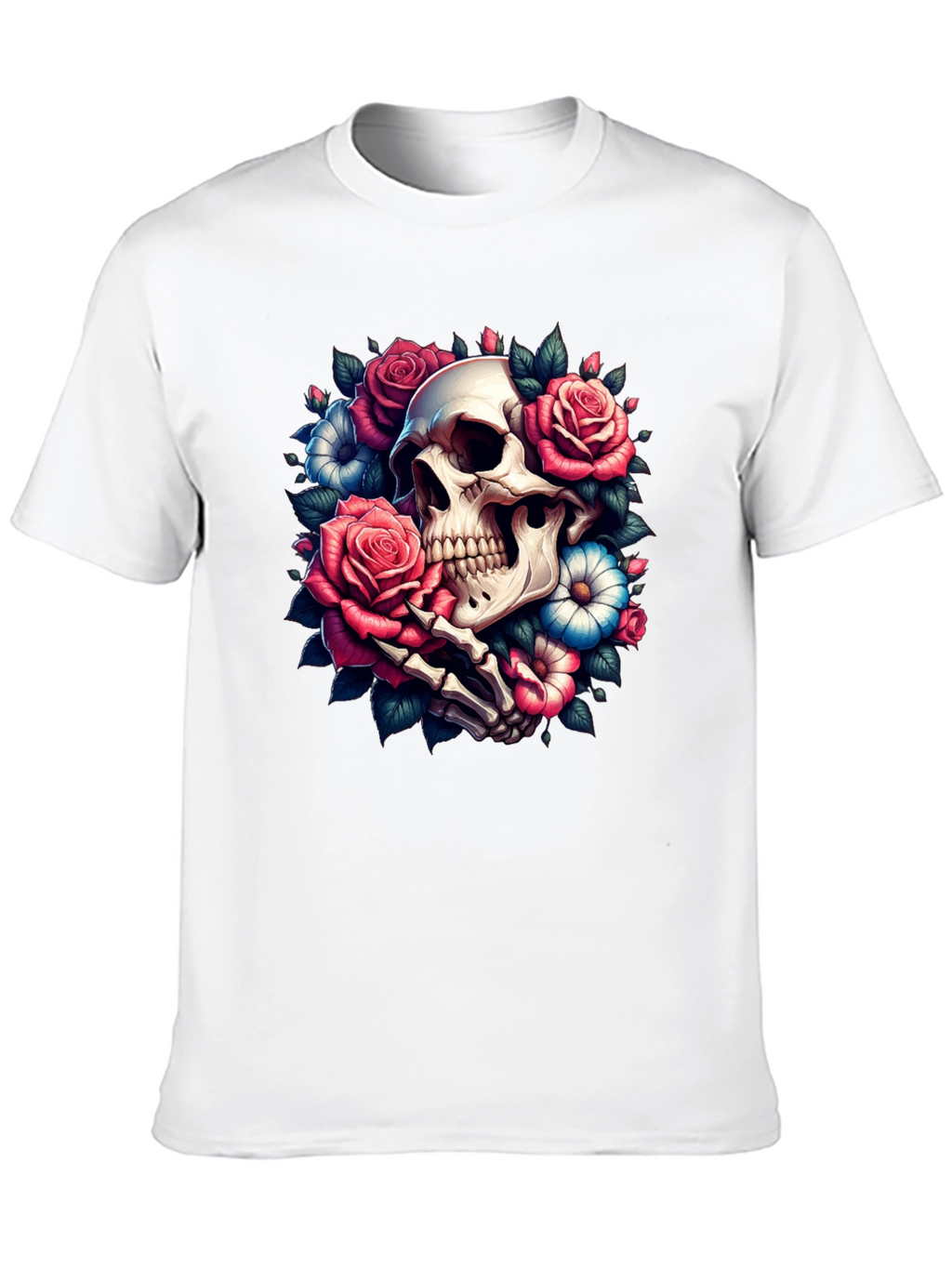 Floral Skull Graphic Tee - Black