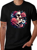 Floral Skull Graphic Tee - Black
