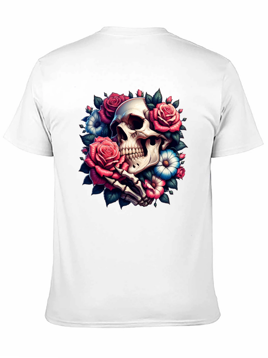 Floral Skull Graphic Tee - Black