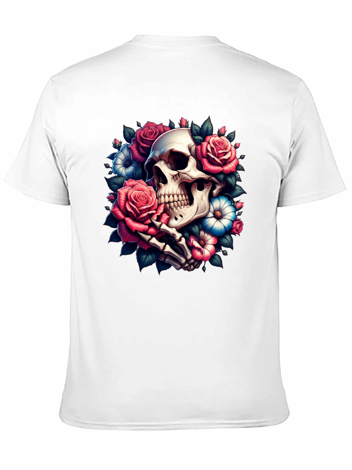 Floral Skull Graphic Tee - Black