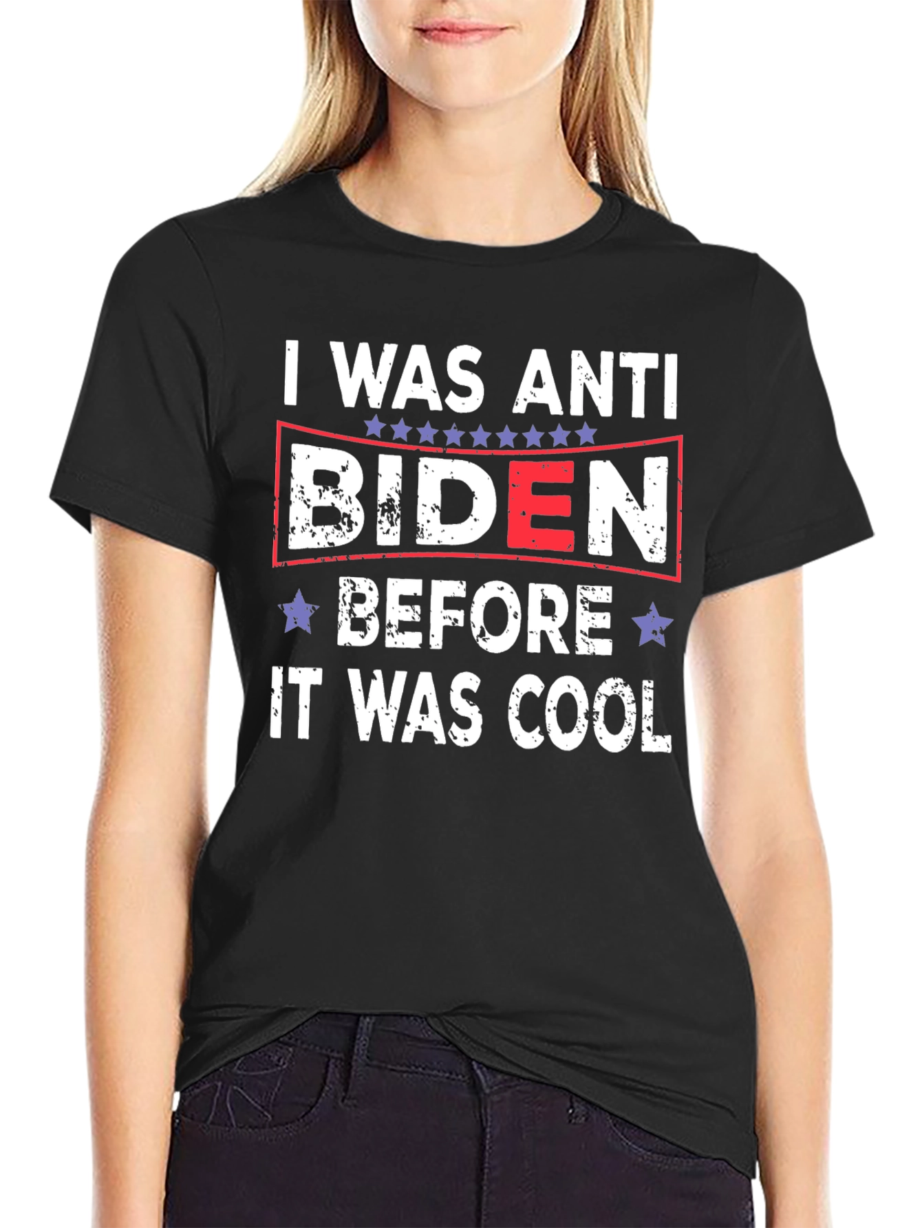 Anti Biden Political Slogan Graphic T-Shirt