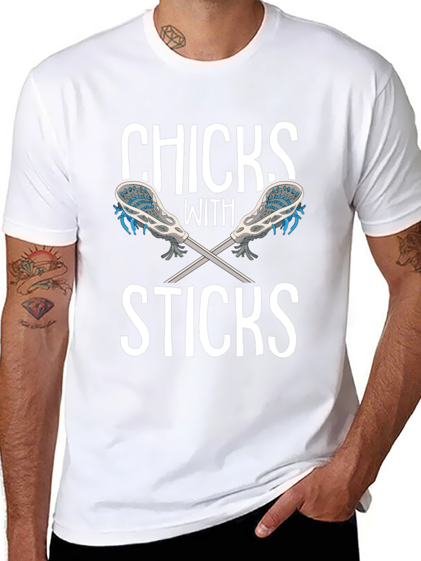 Chicks With Sticks Black Graphic T-Shirt