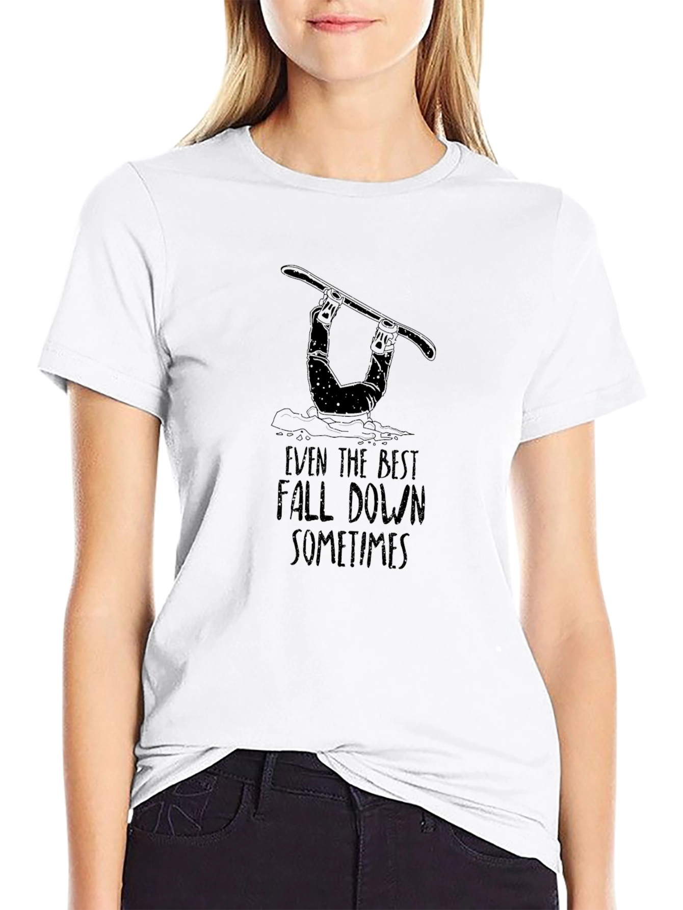 Funny Snowboarder T-Shirt - Even the Best Fall