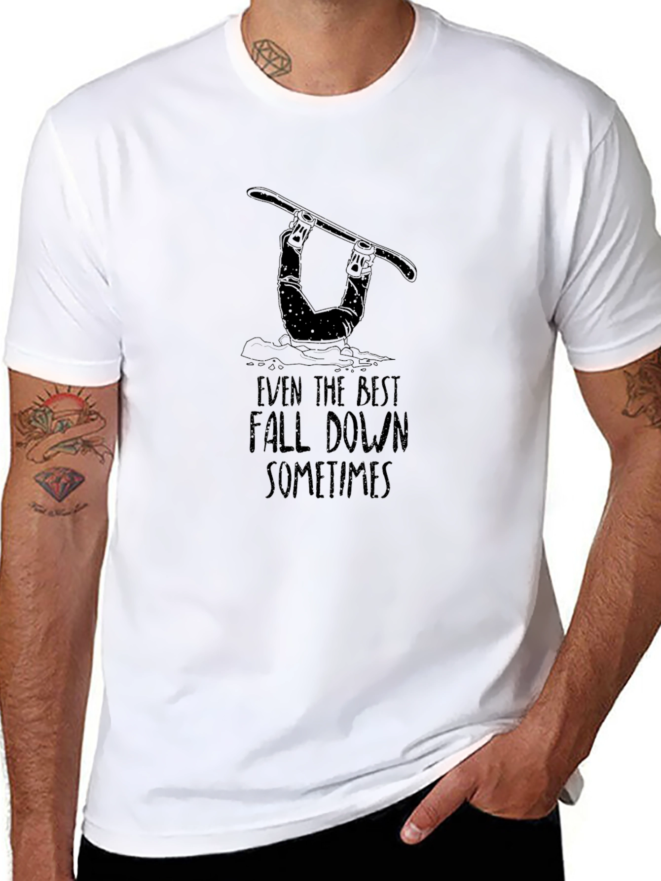 Funny Snowboarder T-Shirt - Even the Best Fall