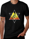 Geometric Galaxy Print Black T-Shirt