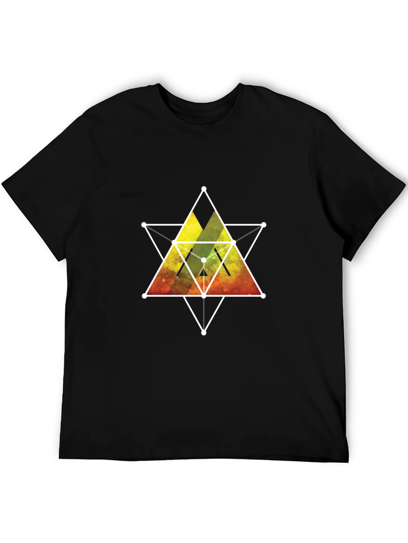 Geometric Galaxy Print Black T-Shirt