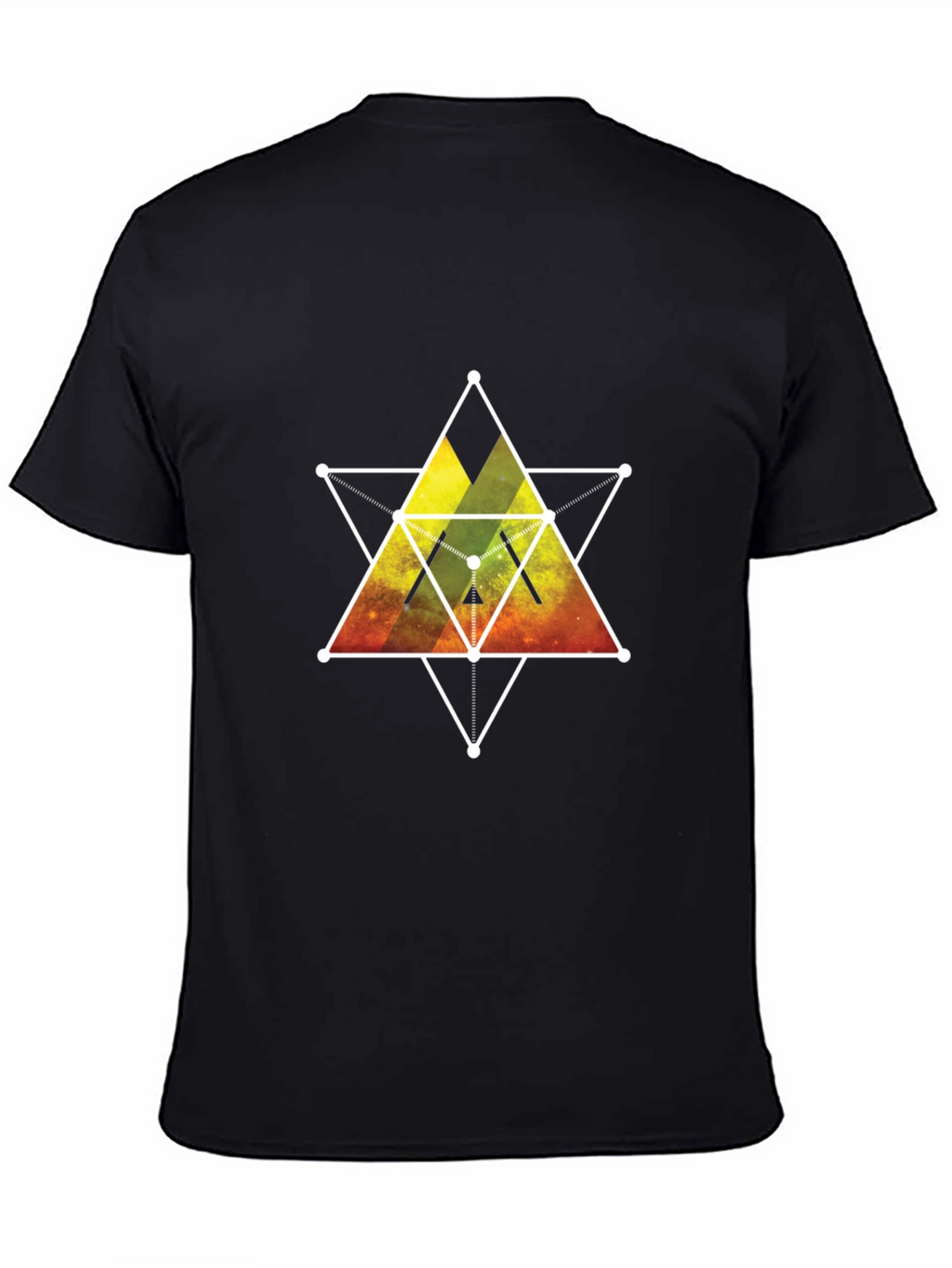 Geometric Galaxy Print Black T-Shirt