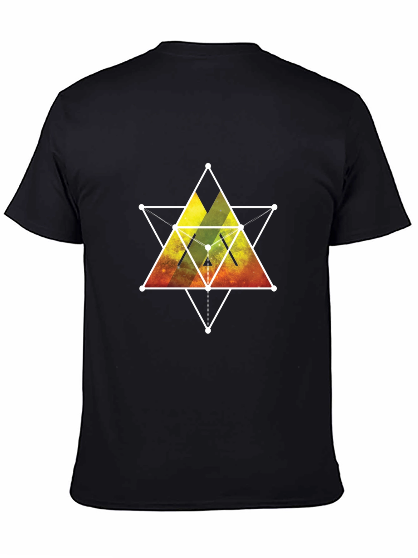 Geometric Galaxy Print Black T-Shirt