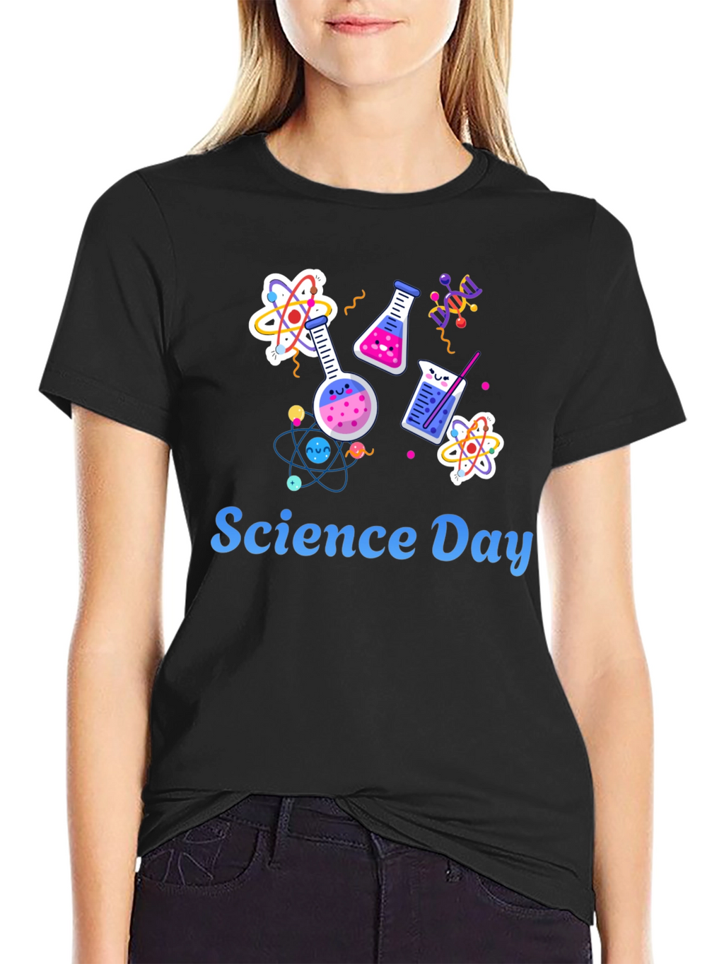 Science Day Black T-Shirt - Chemistry and Atoms