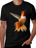 Hummingbird Graphic Tee - Black Cotton Blend