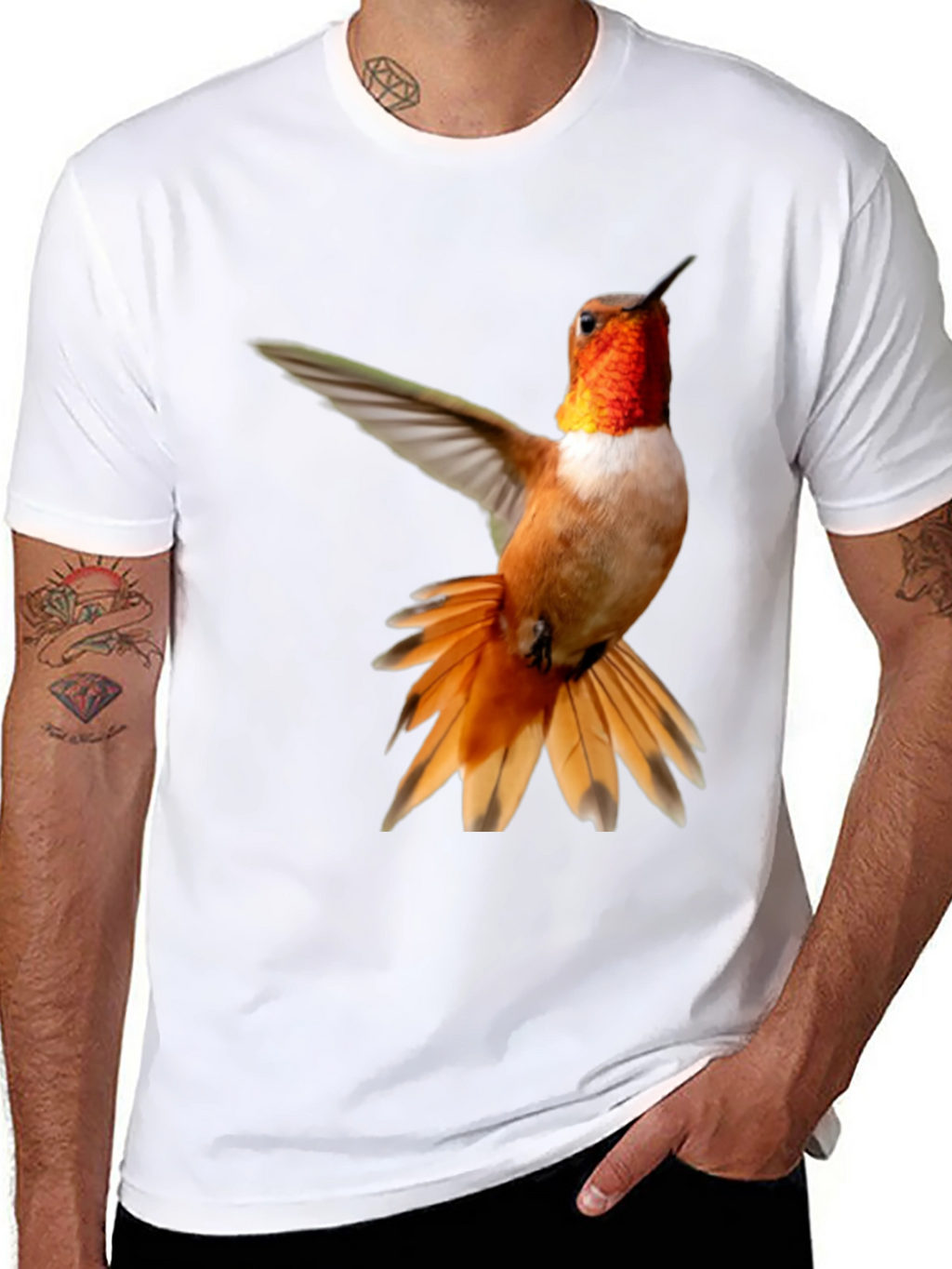 Hummingbird Graphic Tee - Black Cotton Blend