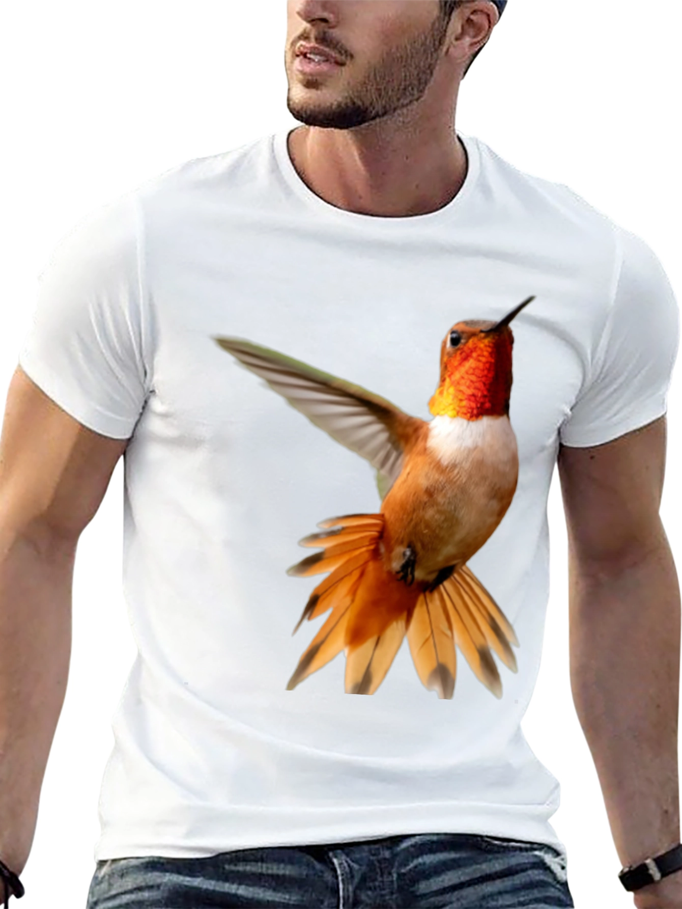 Hummingbird Graphic Tee - Black Cotton Blend