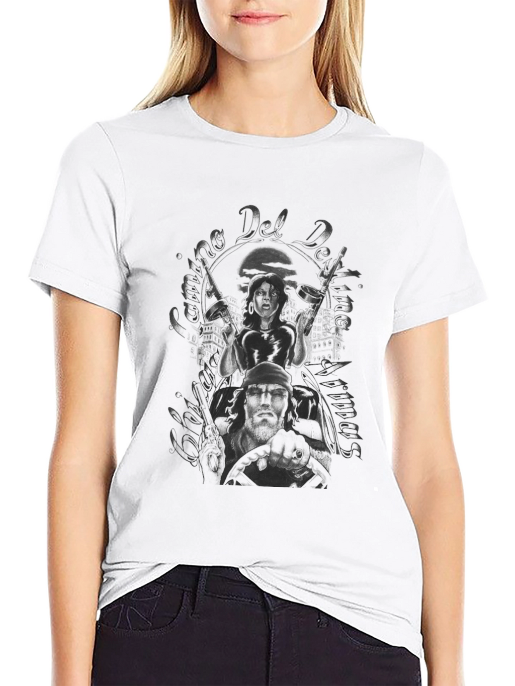 Gangster Graphic Print Black T-Shirt