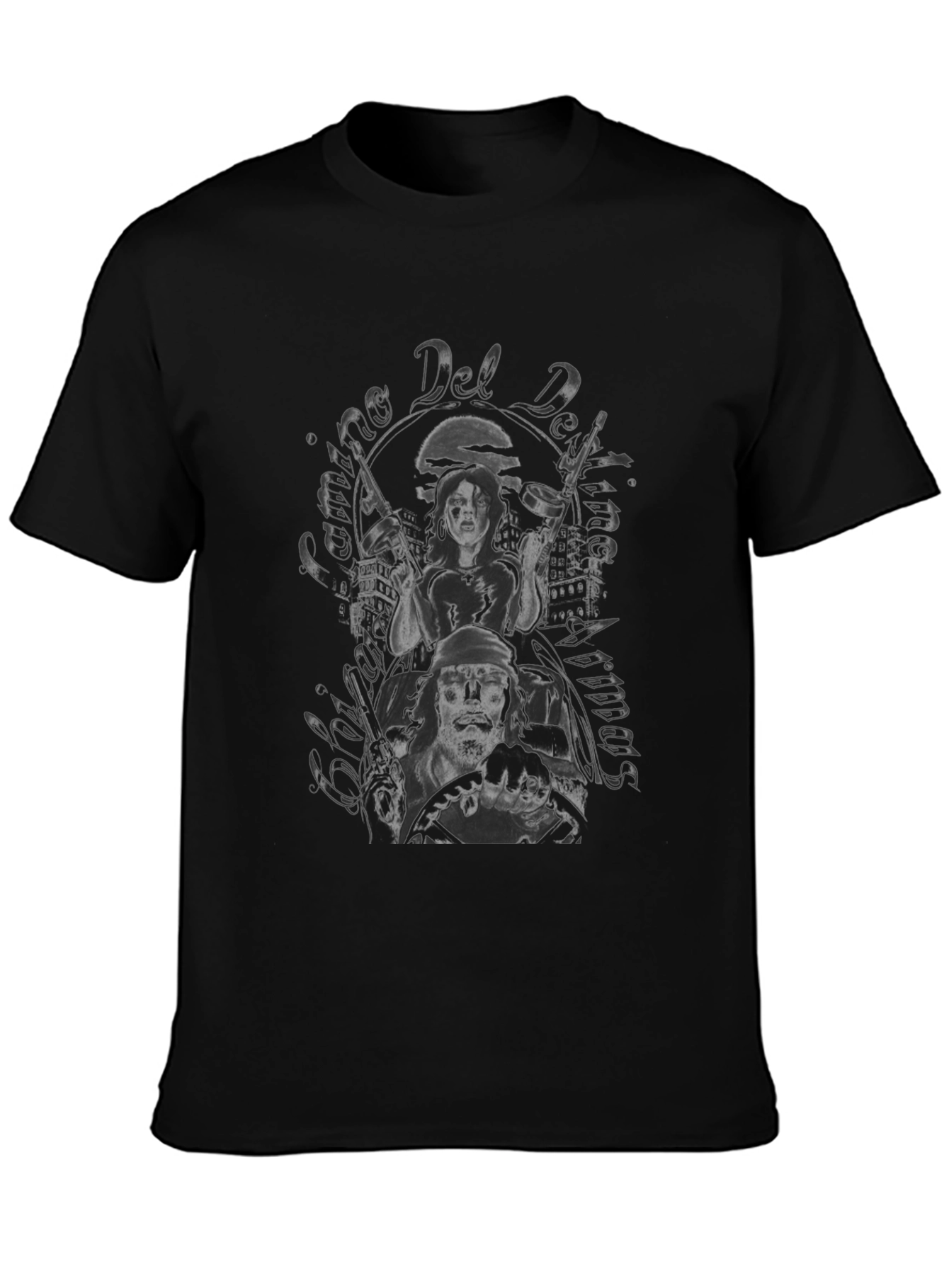 Gangster Graphic Print Black T-Shirt