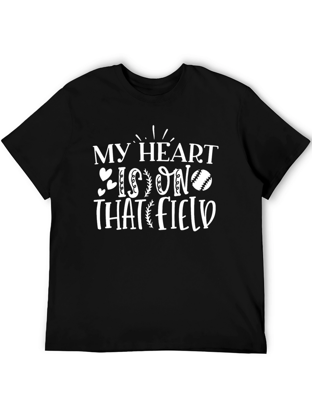 My Heart is On That Field Black Graphic T-Shirt