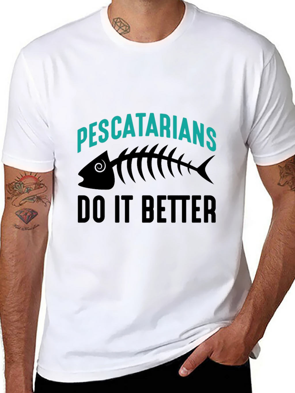 Pescatarian Humor Black T-Shirt