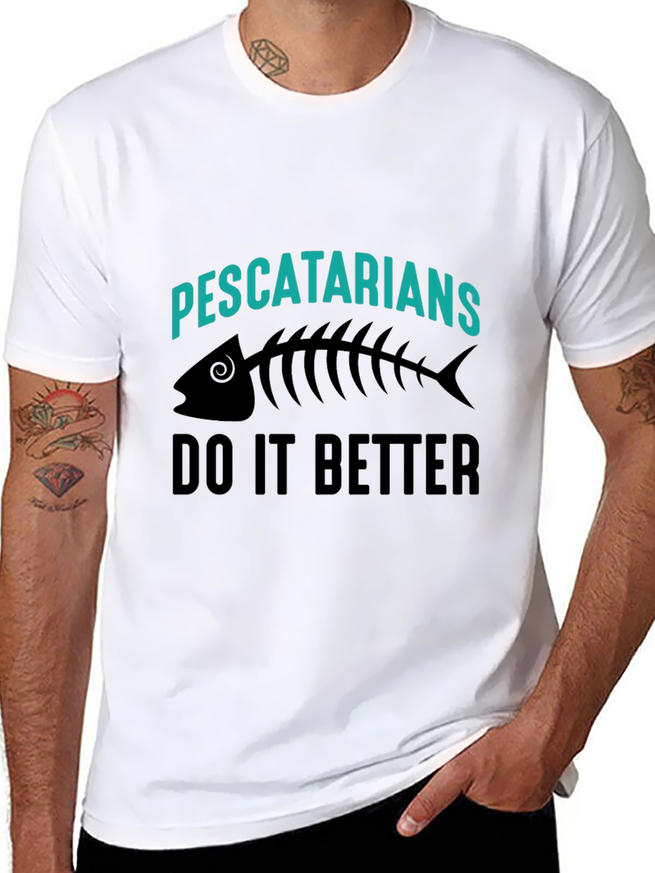 Pescatarian Humor Black T-Shirt