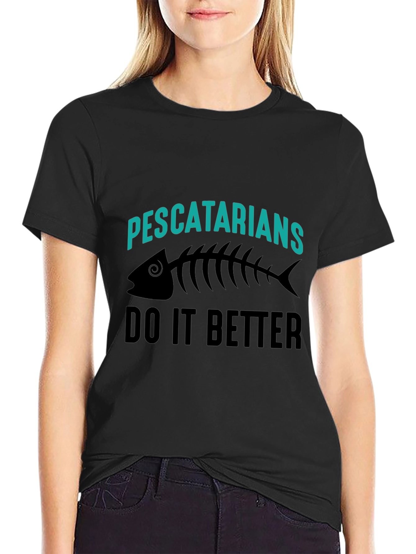 Pescatarian Humor Black T-Shirt