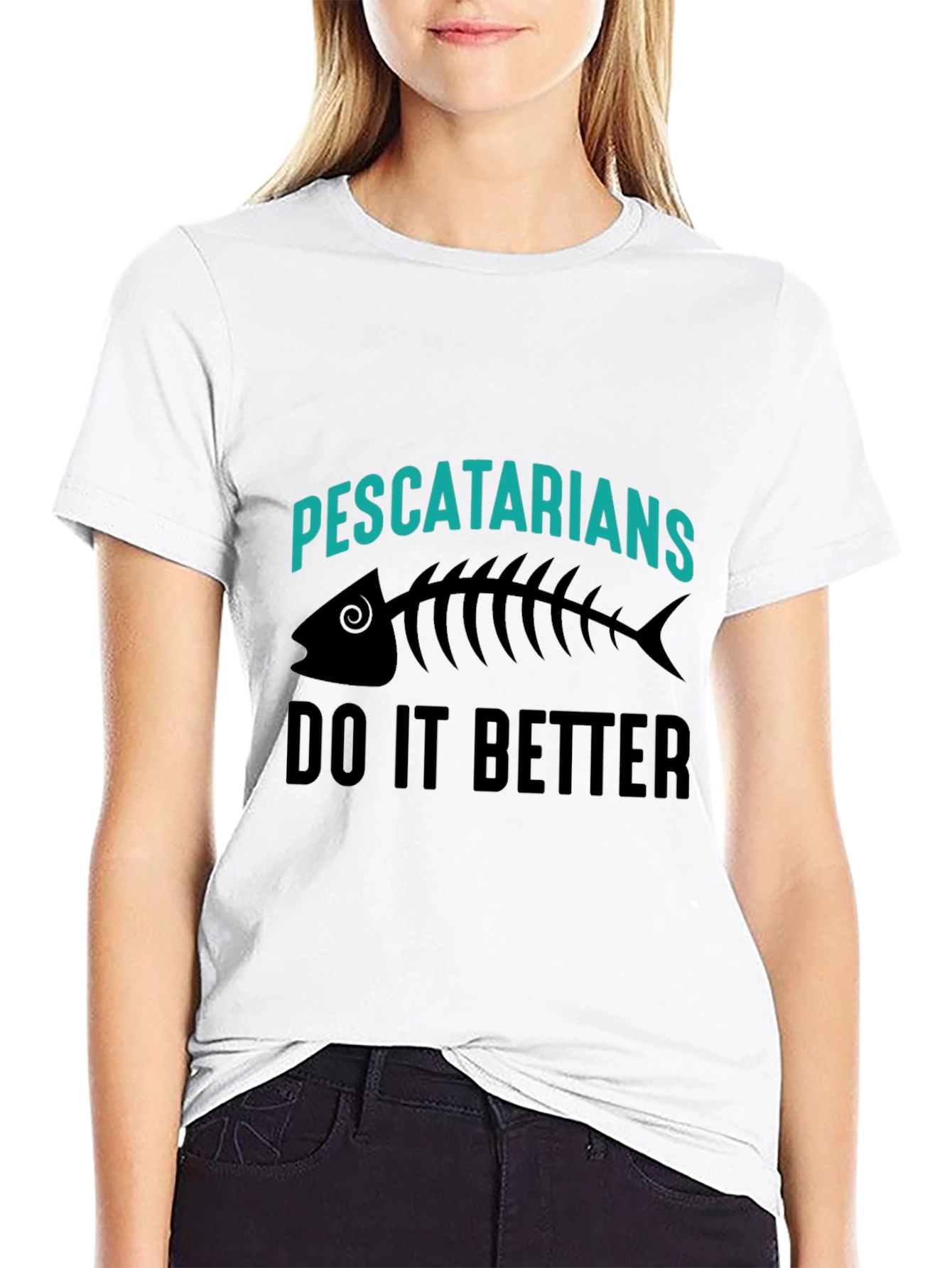 Pescatarian Humor Black T-Shirt