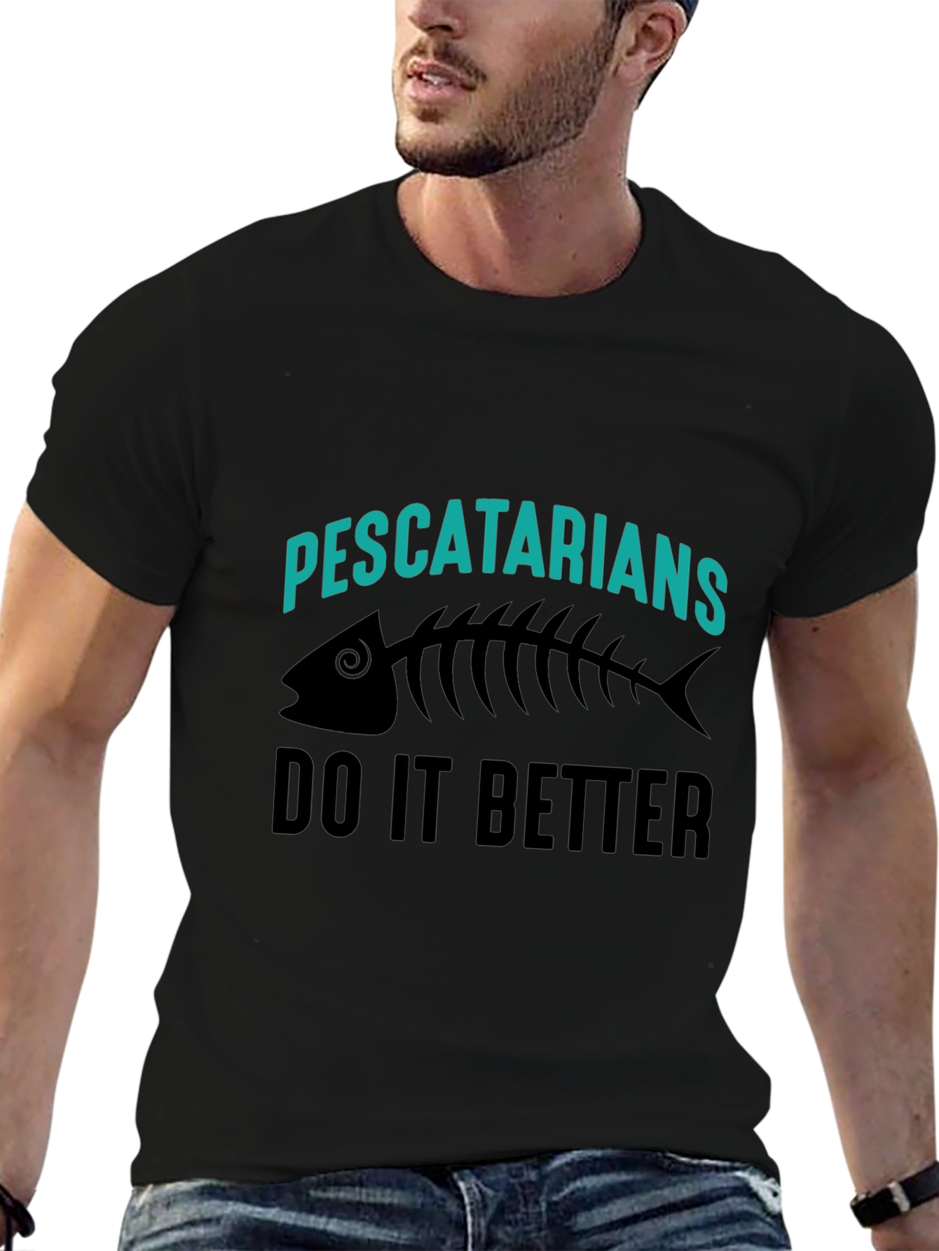 Pescatarian Humor Black T-Shirt
