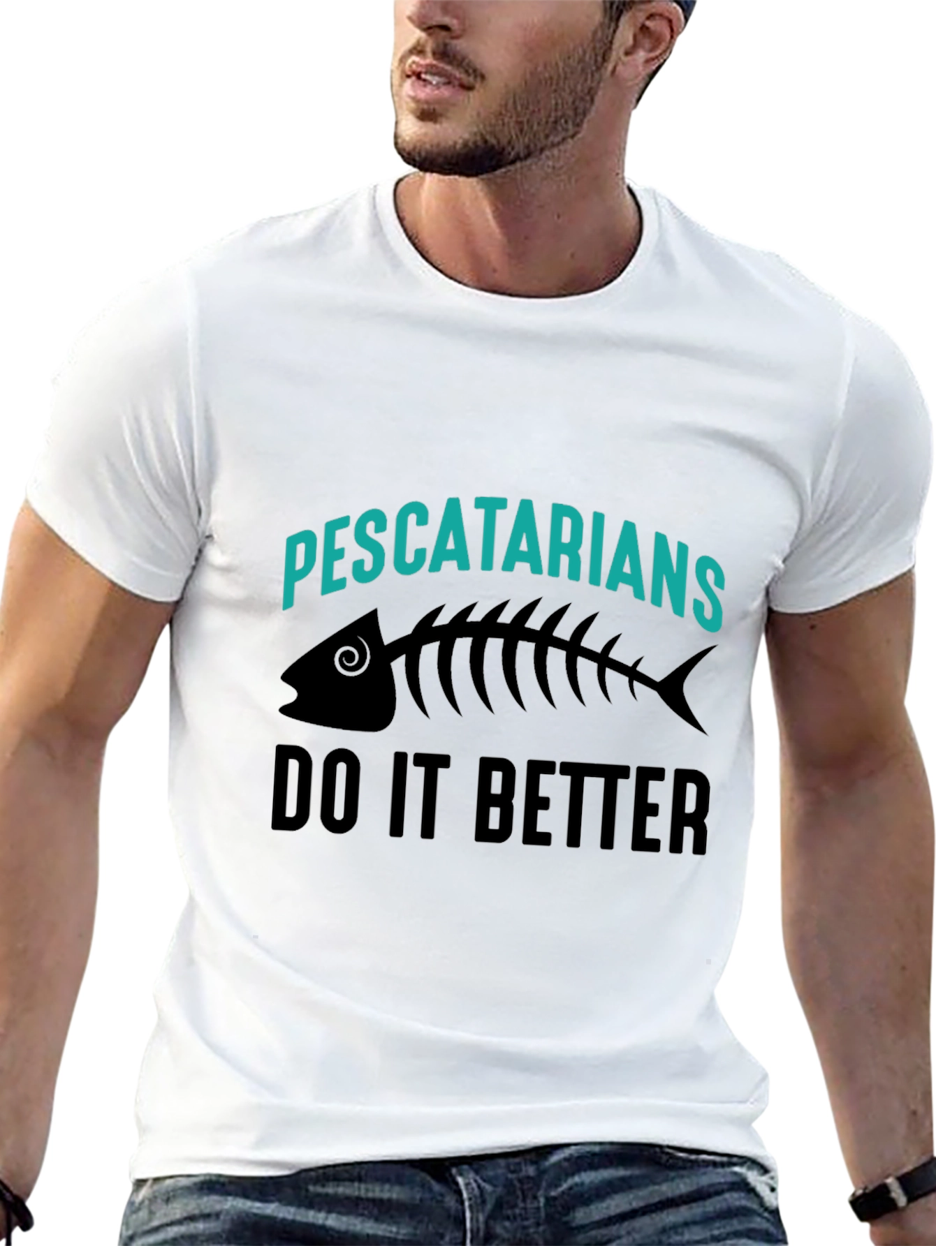 Pescatarian Humor Black T-Shirt