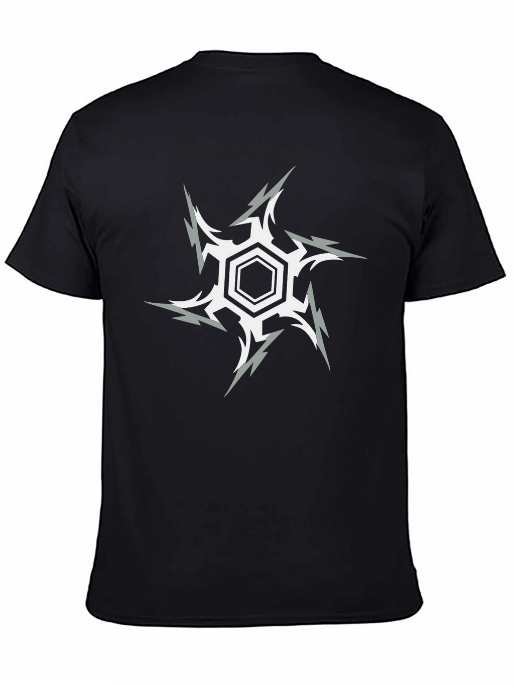 Hexagon Starburst Graphic Print Black T-Shirt