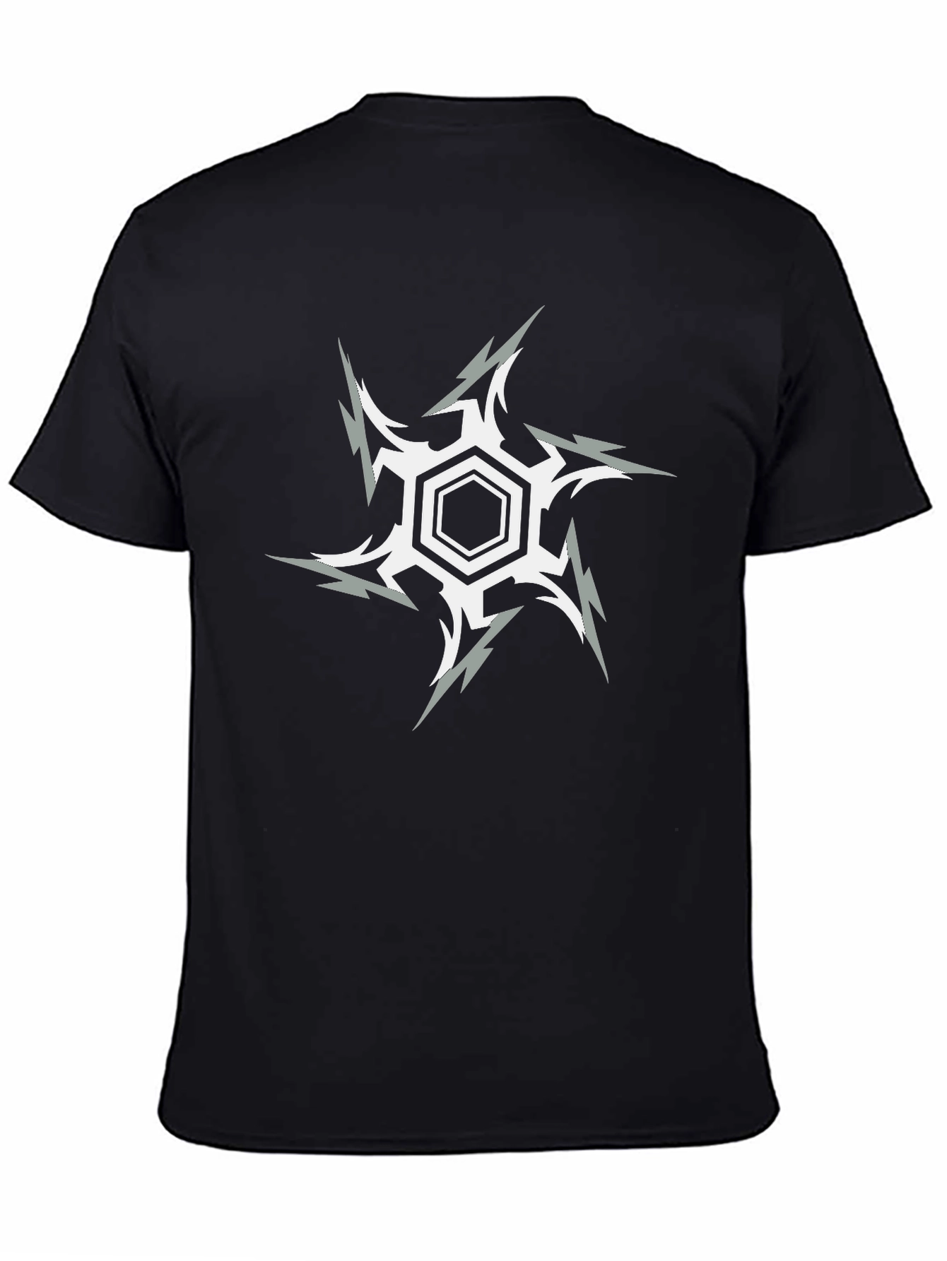 Hexagon Starburst Graphic Print Black T-Shirt