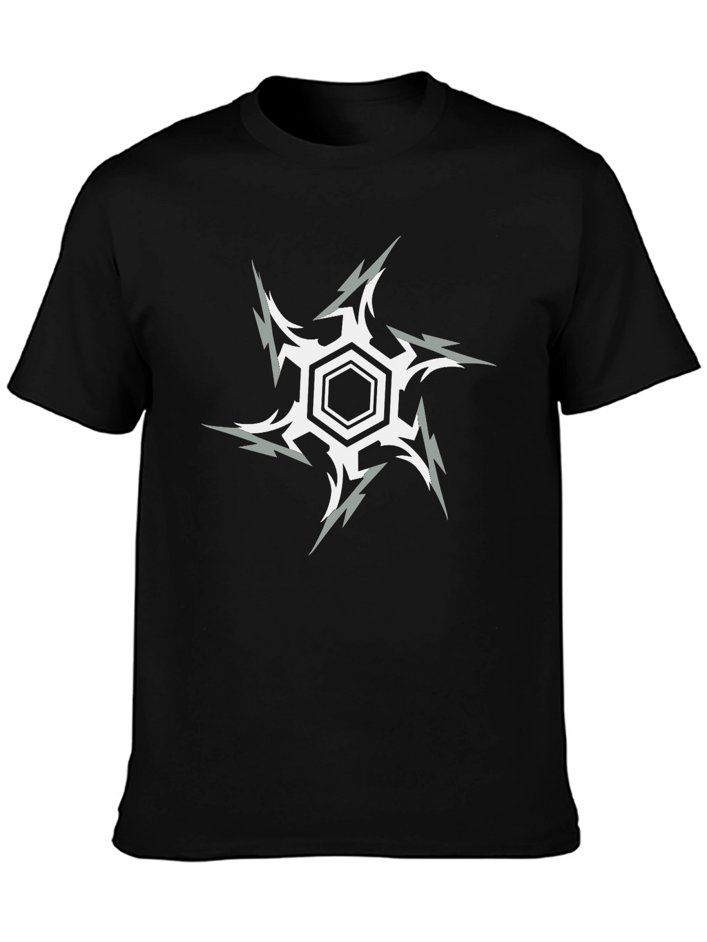 Hexagon Starburst Graphic Print Black T-Shirt