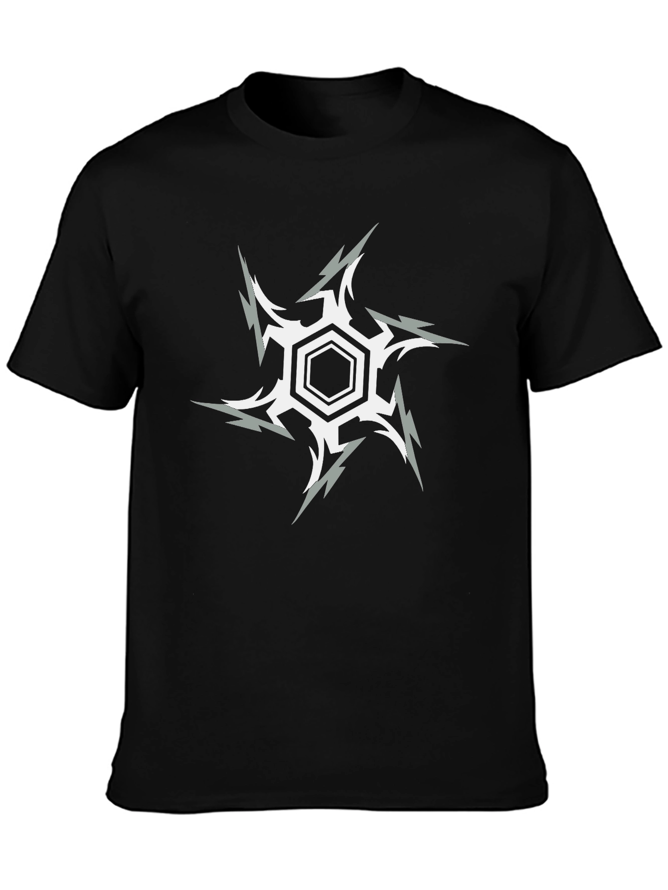 Hexagon Starburst Graphic Print Black T-Shirt