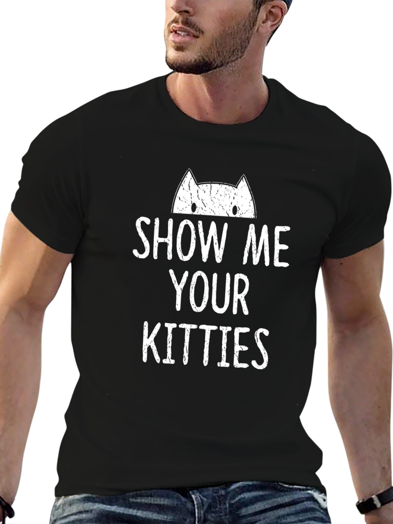 Show Me Your Kitties Black Graphic Tee