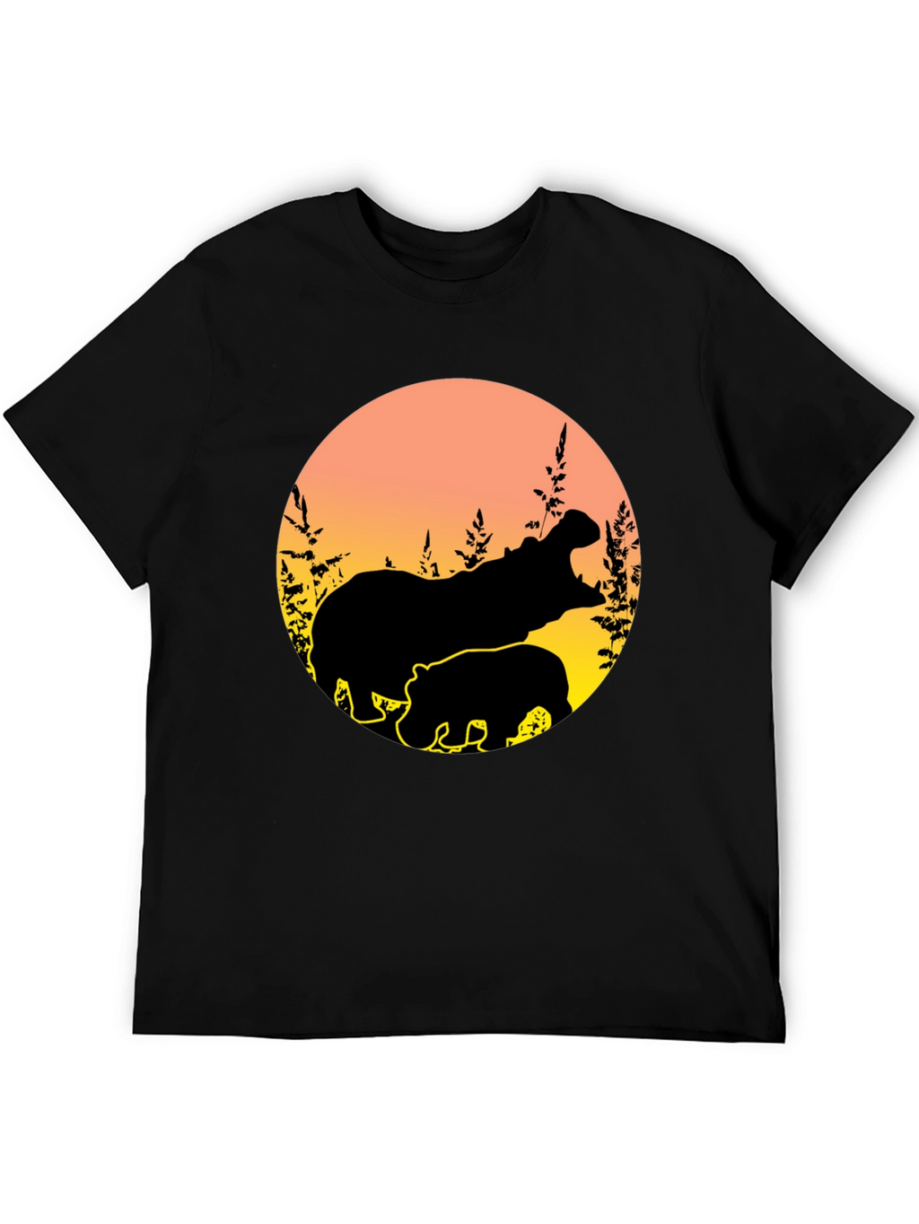 Hippo Silhouette Sunset Graphic Tee