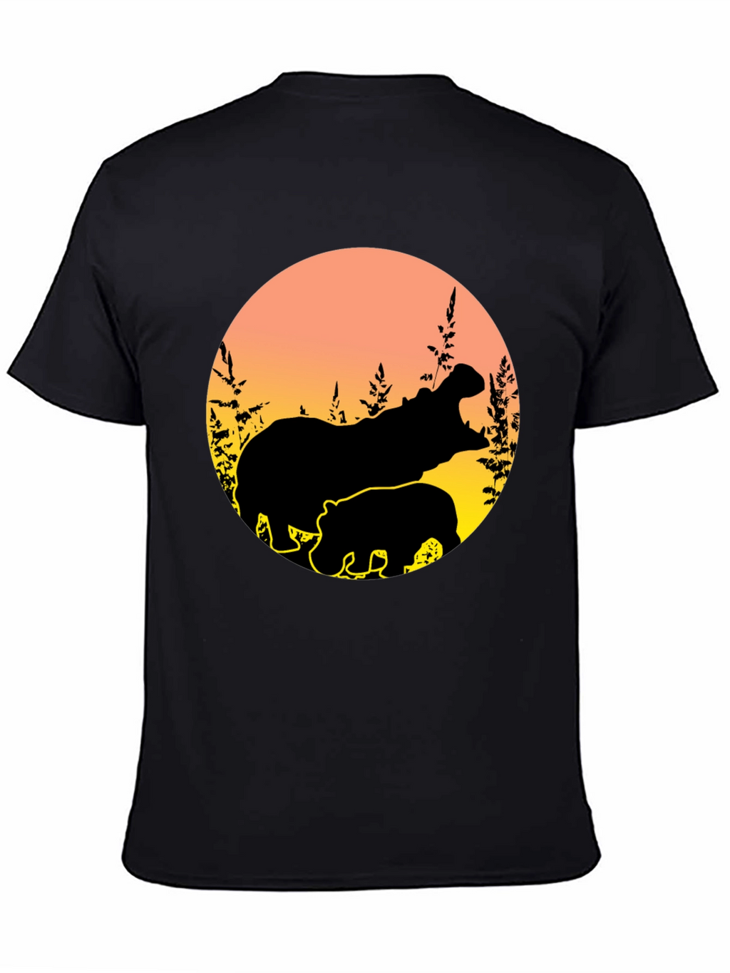 Hippo Silhouette Sunset Graphic Tee