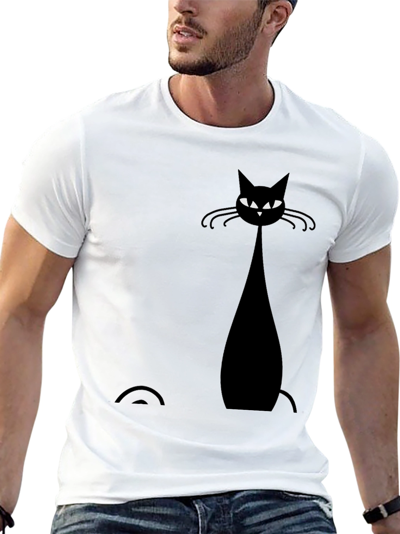 Black Cat Graphic T-Shirt - Mens Fashion