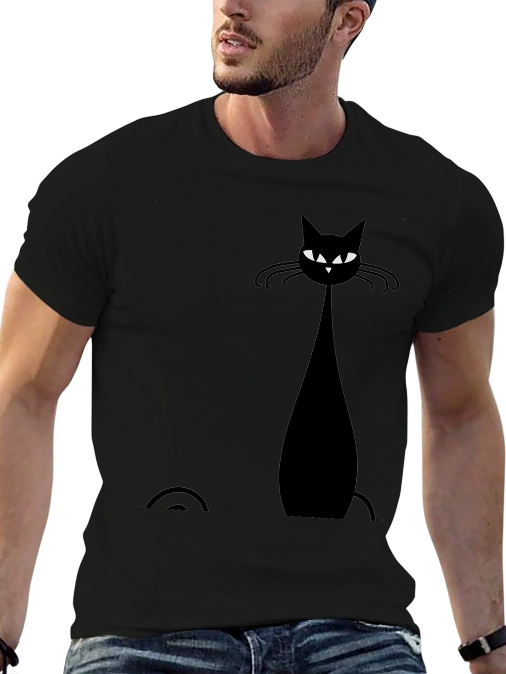 Black Cat Graphic T-Shirt - Mens Fashion