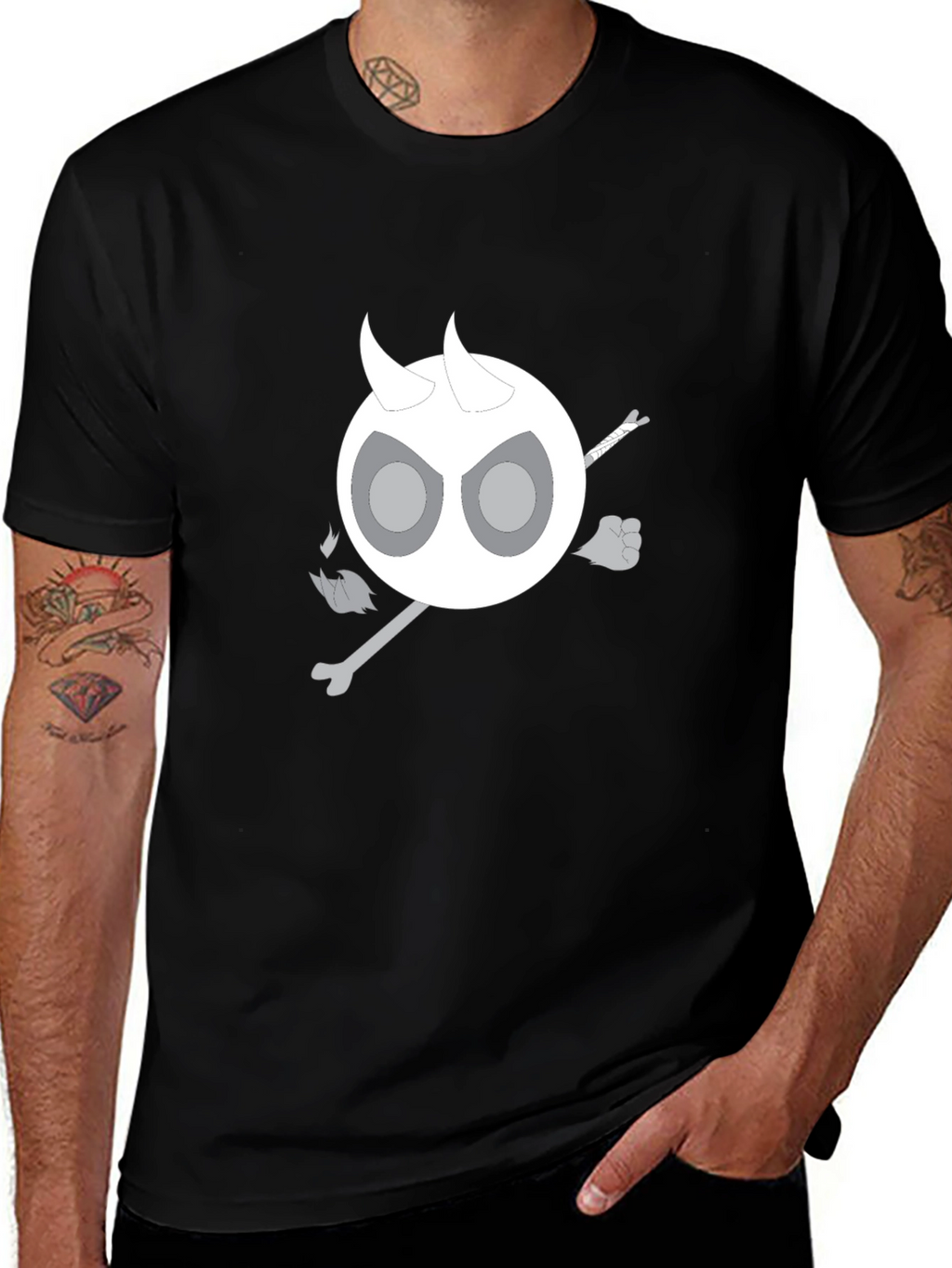 Devil Skeleton T-Shirt - Black Cotton Blend