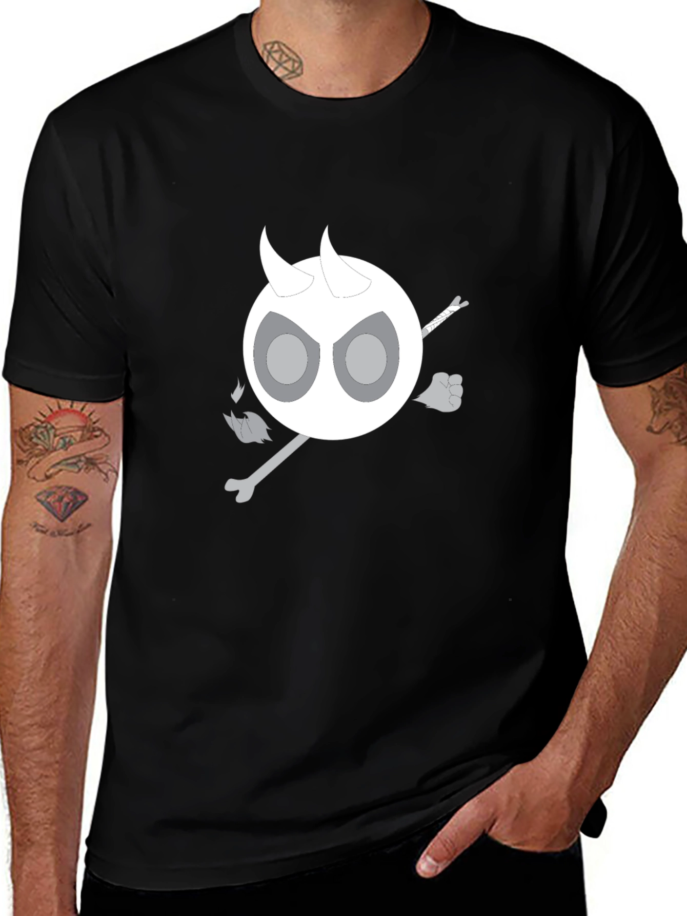 Devil Skeleton T-Shirt - Black Cotton Blend