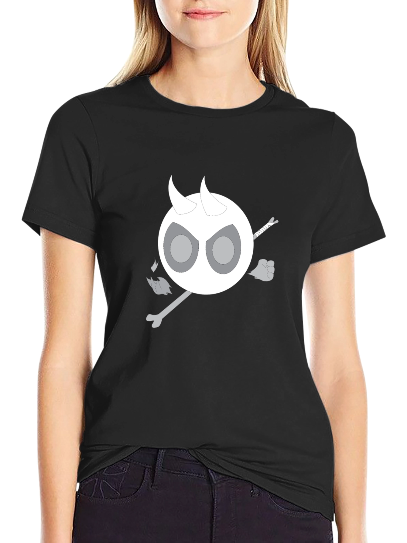 Devil Skeleton T-Shirt - Black Cotton Blend