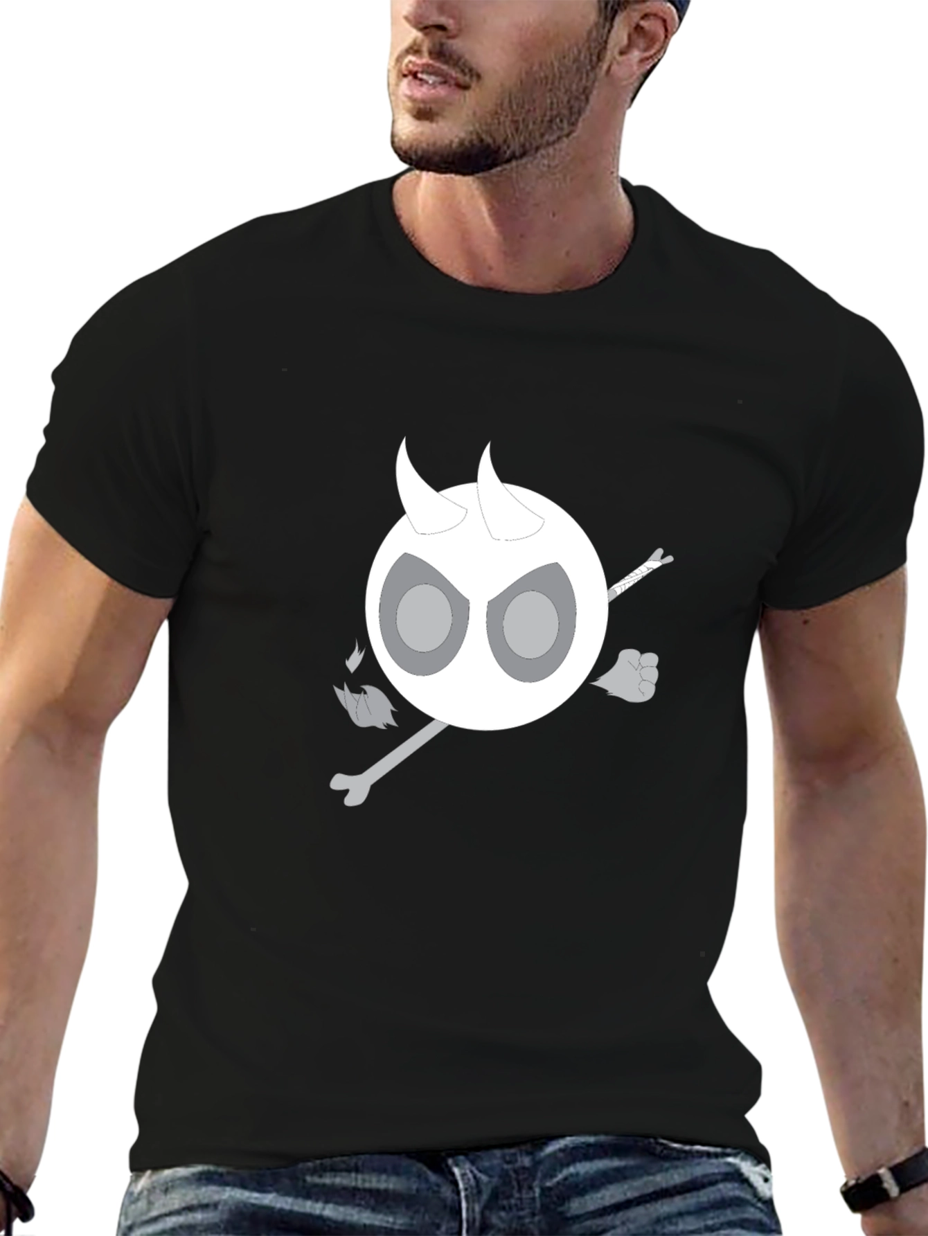 Devil Skeleton T-Shirt - Black Cotton Blend