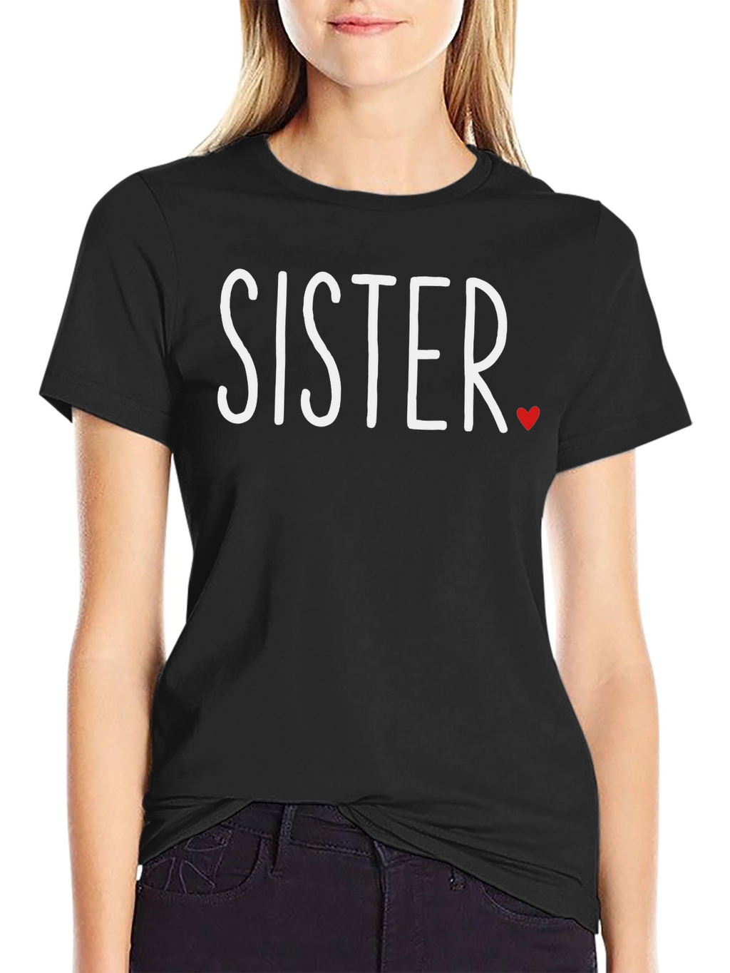 Sister Love T-Shirt - Black Crew Neck Tee