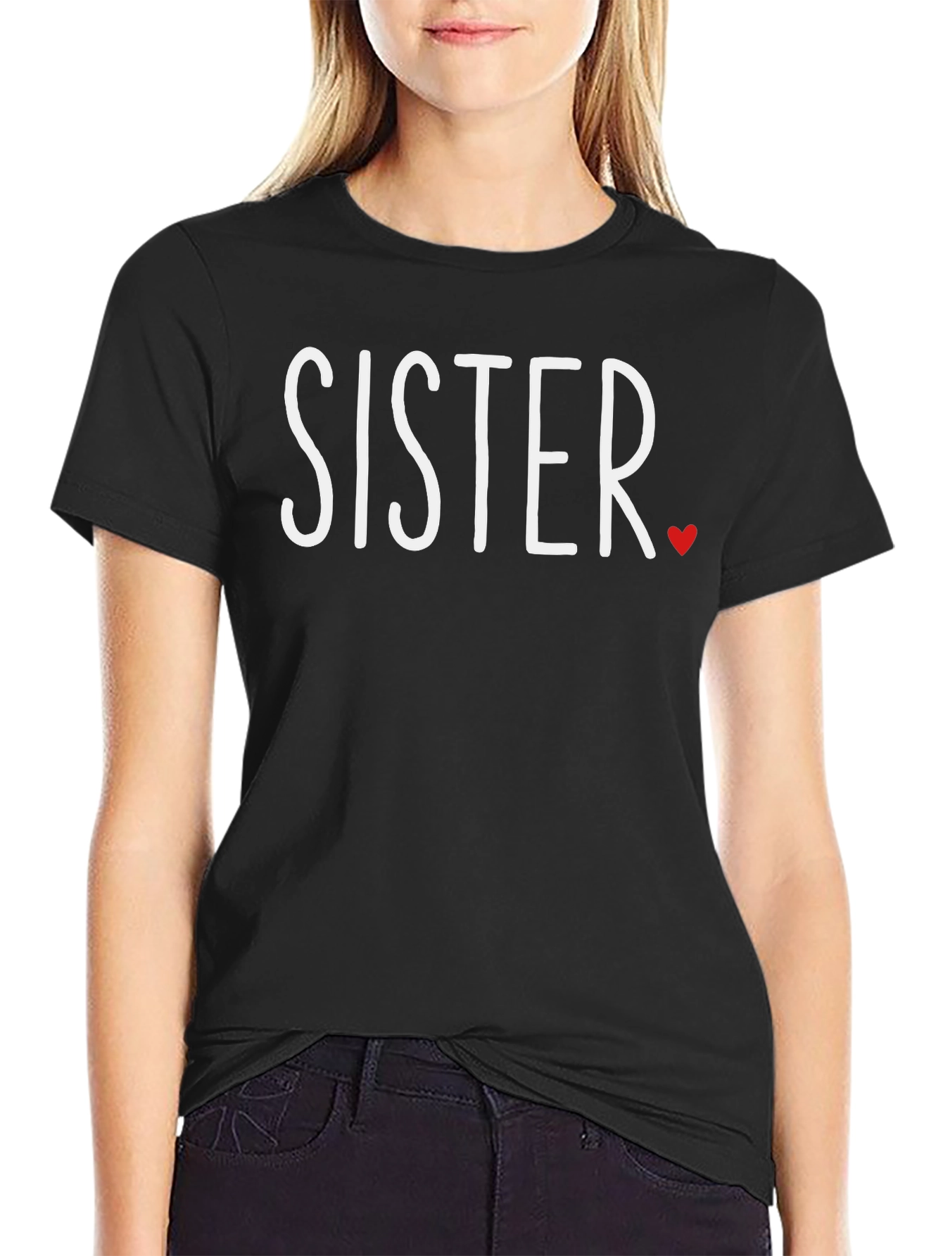 Sister Love T-Shirt - Black Crew Neck Tee