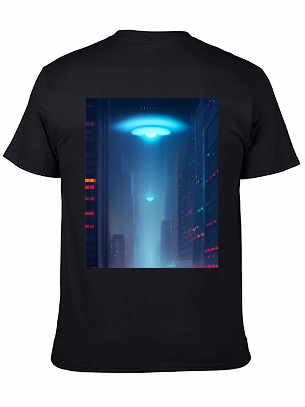 Cyberpunk UFO T-Shirt - Sci-Fi Cityscape Tee