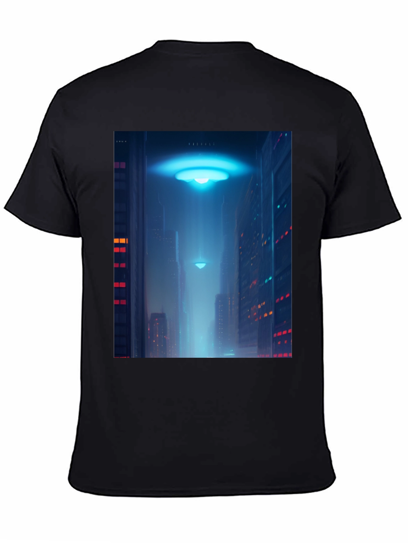 Cyberpunk UFO T-Shirt - Sci-Fi Cityscape Tee