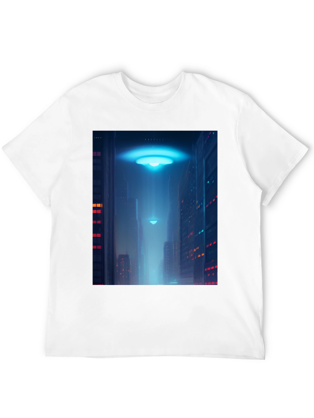 Cyberpunk UFO T-Shirt - Sci-Fi Cityscape Tee