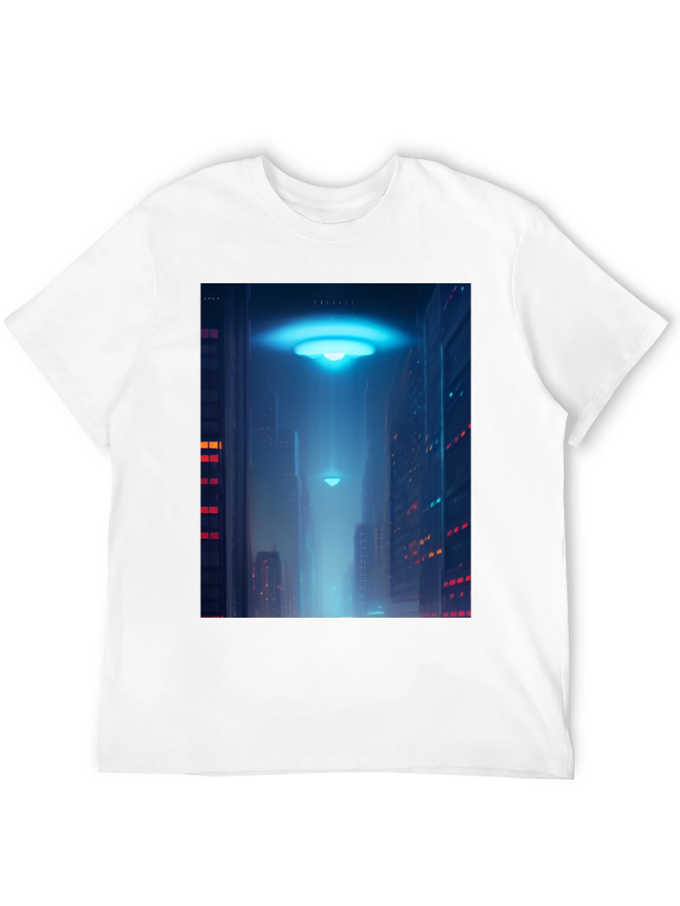 Cyberpunk UFO T-Shirt - Sci-Fi Cityscape Tee