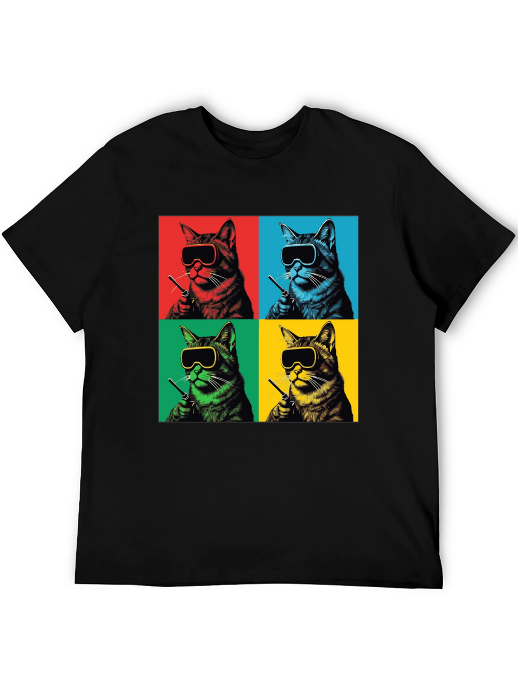 Pop Art Cat T-Shirt - Quirky Feline Style
